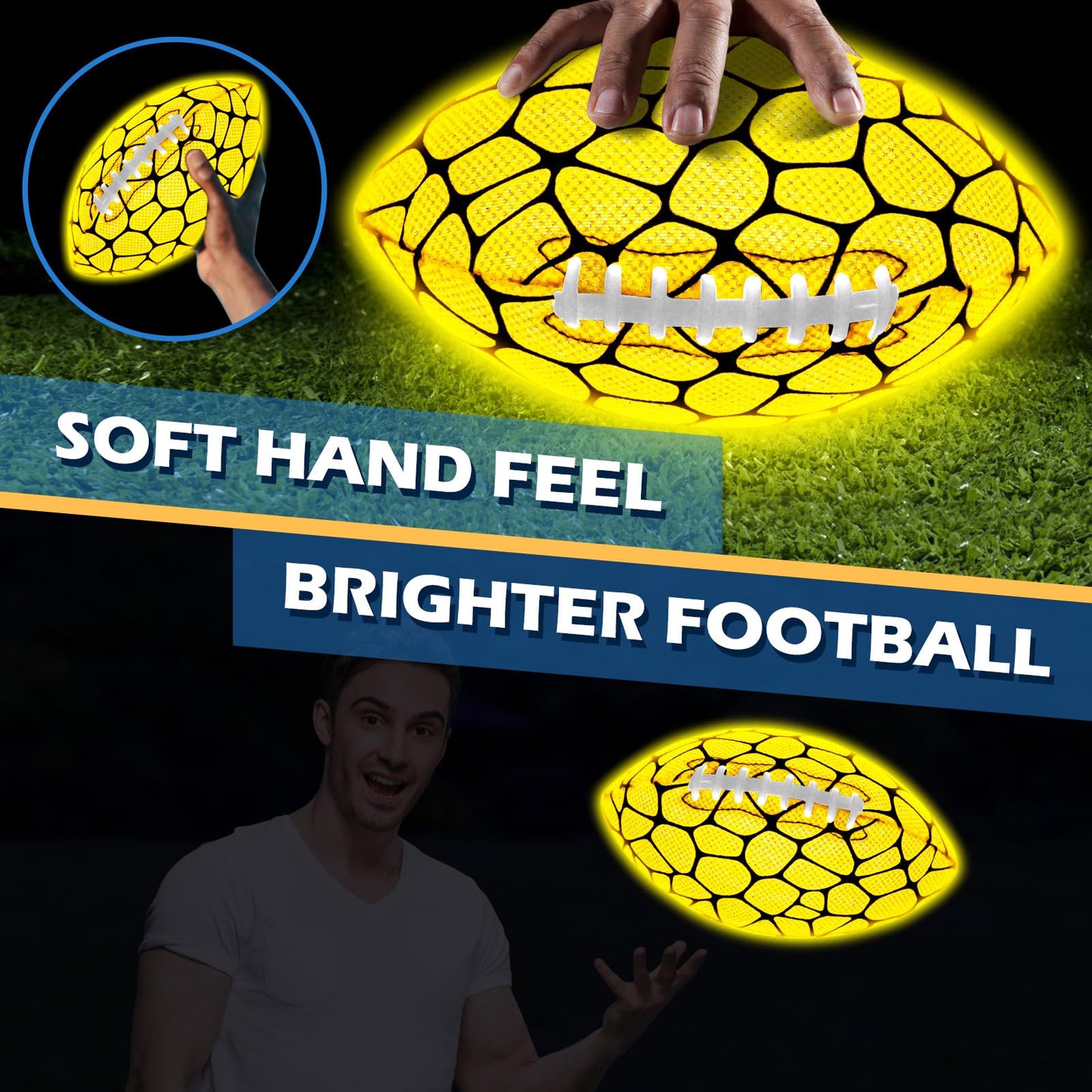 Jasonwell Glow in The Dark Football - Strong Grip Light Up Football Toy Stuff Sports Balls for Boys Kids Teenage Junior Youth mature-themed Outdoor Christmas Birthday Gifts for Age 6-8 8-12 13 + Year Old No.9