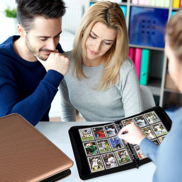 GERMUN 9 Pocket Card Binder  enhanced Zip Trading Card Binder  720 Double Sided Pocket PU Card Collection Binder  Collector Card Album  Card Folder for MTG  TCG  Sports Cards  Game Cards (Brown)