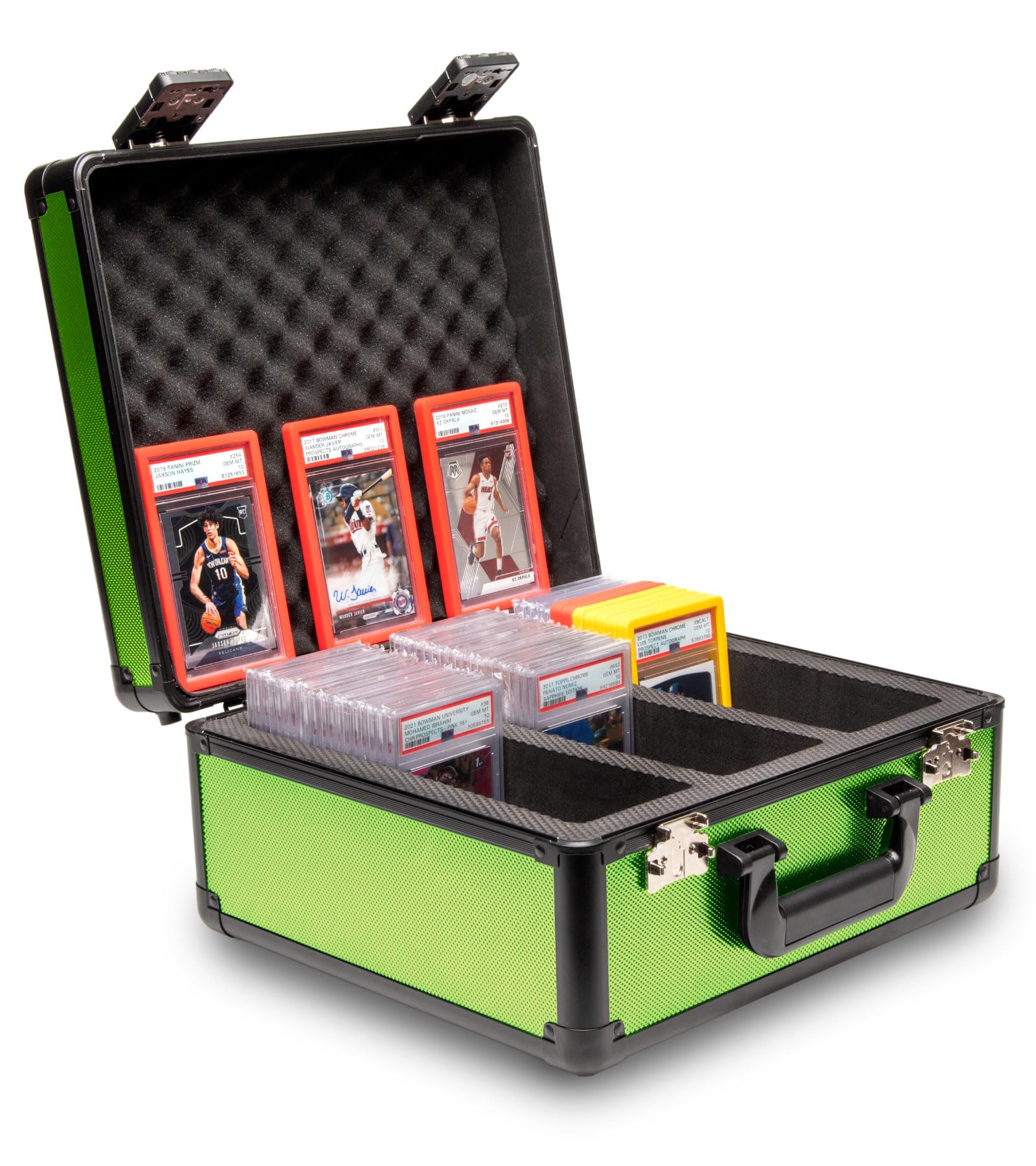 SLAB protective covering FUSION 3 Row Graded Card Storage Box PSA Card Slab Case For Graded cards Holds 120+ Slabs Graded Card Case PSA Slab Box Graded Card Storage Sports Baseball Card Collector Gifts (Lime Green)