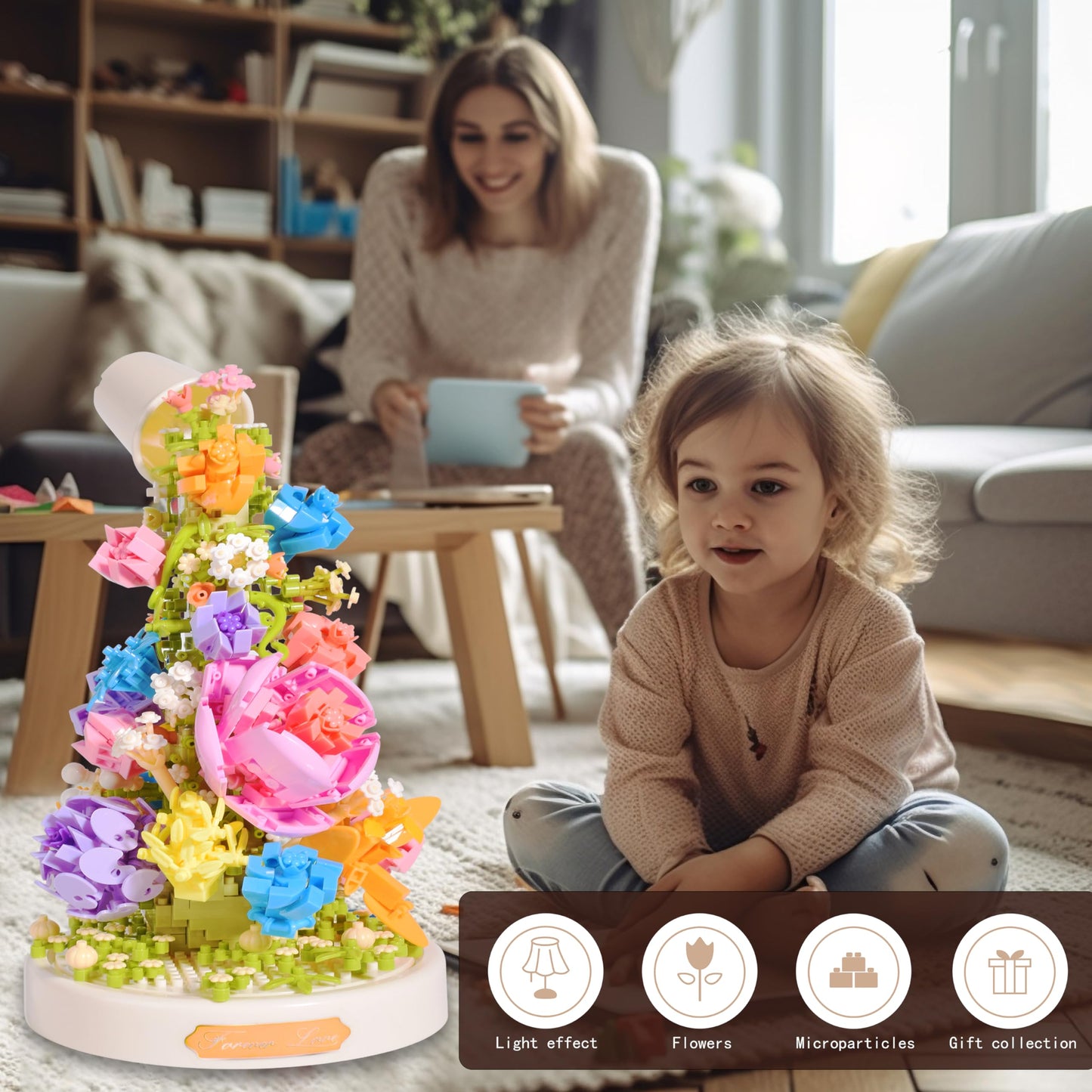 LUKHANG Sea of Flowers That Never Wither Building Block Set Micro Blocks Building Toys Building Blocks mature-themeds Sets for mature-themed is Suitable As A Gift for Children  Family  Lovers  Friends