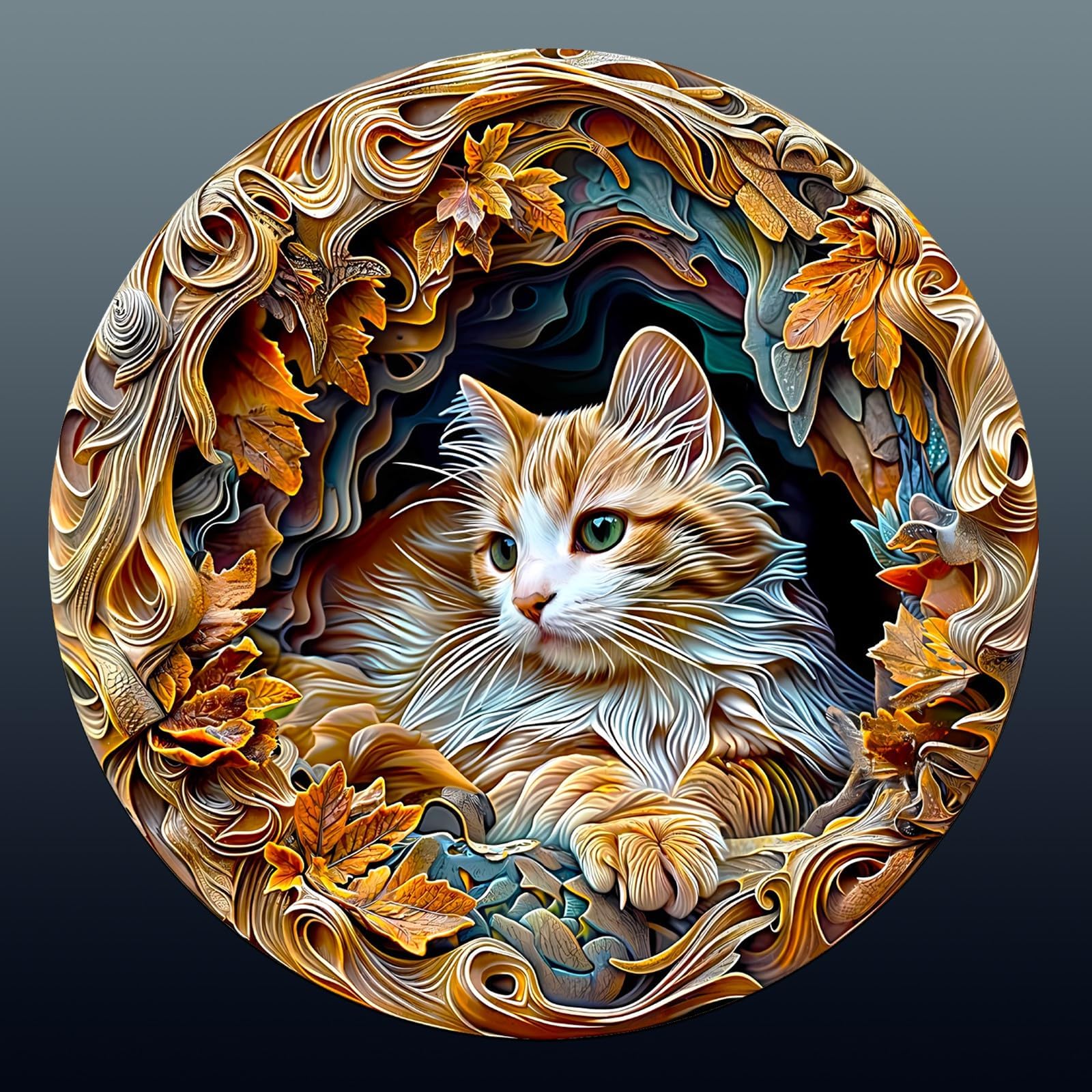 Wooden Puzzles for mature-themeds  3D Visual Effects Inside The Cave with a Persian Cat Wooden Jigsaw Puzzles for mature-themeds  Unique Shape  Wood Puzzles mature-themed  Wall Art Home Decor (M-11.4 * 11.4in -200 pcs)