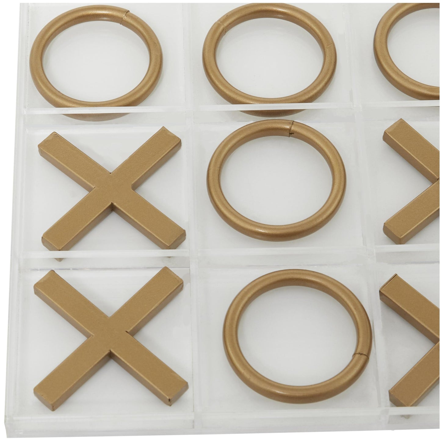 Deco 79 Metal Tic Tac Toe Game Set With Gold Pieces, 12' X 1' X 12', Gold