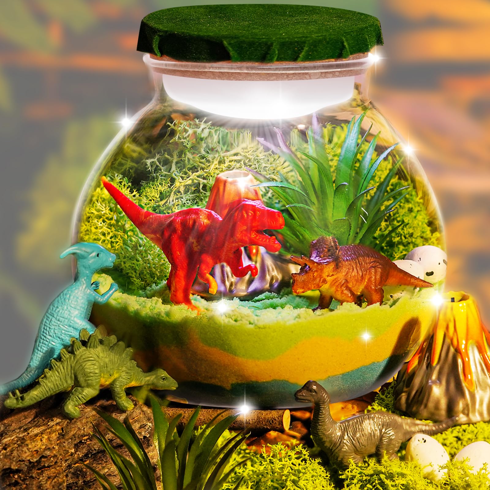 Light-Up Dinosaur Terrarium Kit For Kids, Diy Dino Toys Arts & Crafts Gift For Boys Age 4 5 6 7 8-12 Years Old, Led Night Light