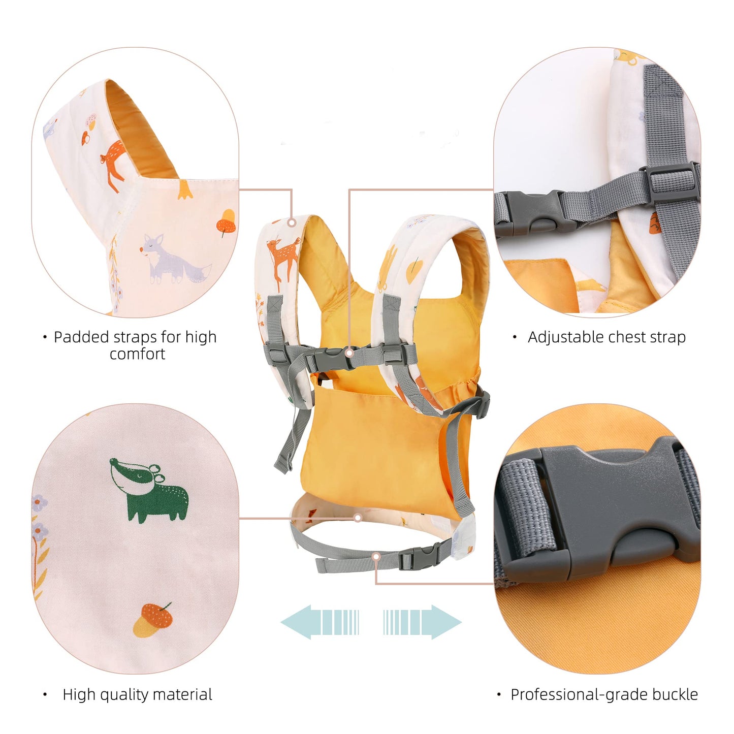 Baby Doll Carrier Front And Back Baby Doll Accessories Backpack Kid Toddlers Play Toy Baby Carriers For Babydoll Pretend With Ad