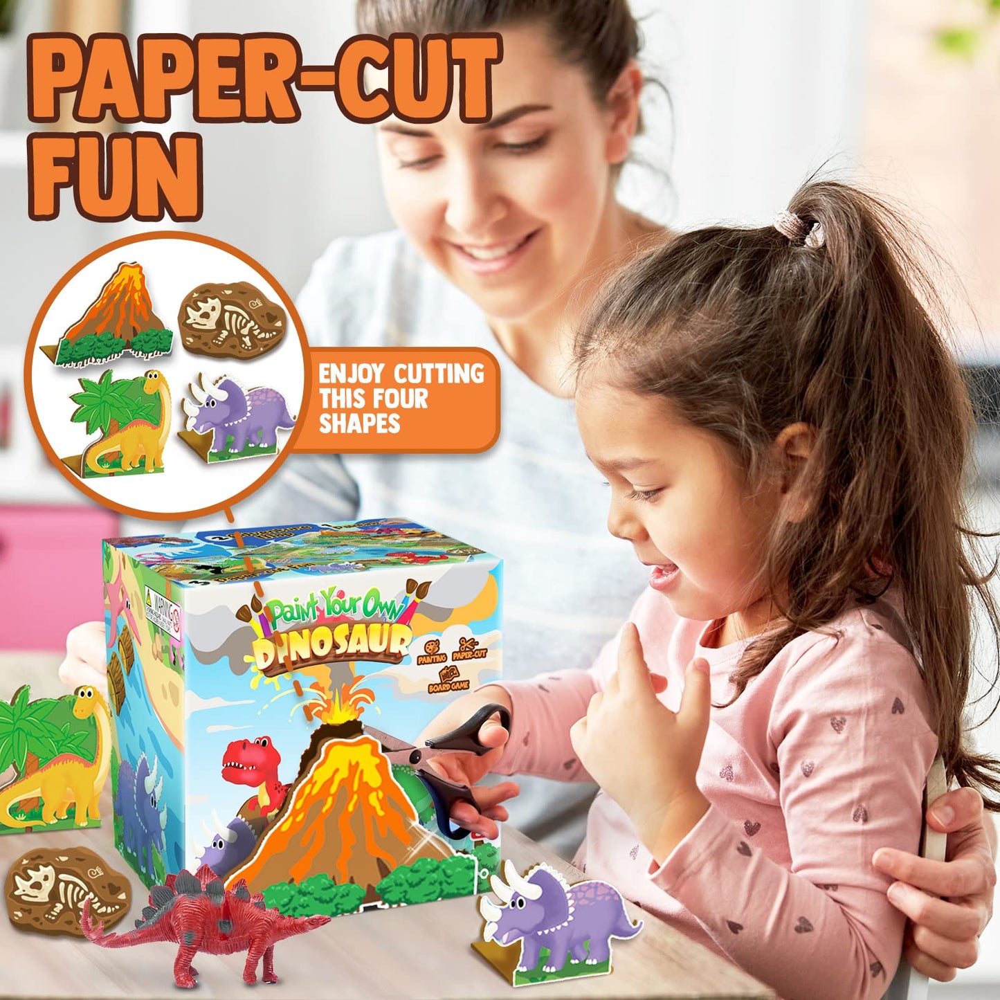 Funzbo Dinosaur Painting Kit - Dinosaur Toys For Kids 3, 4, 5, 6, 7,8 9 Years Old, Christmas Gifts For Kids, Painting Set For Kids, Art Set For Kids With Painting Tools, Art Supplies, Toys For Boys