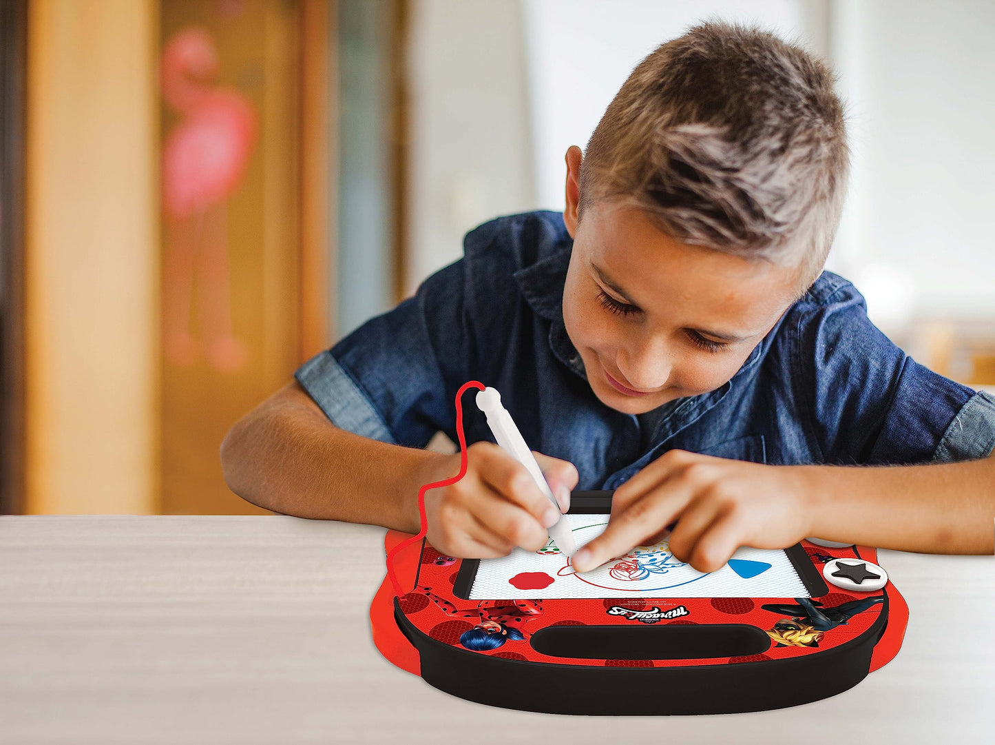LEXiBOOK, Miraculous Ladybug Cat Noir, Multicolor Magic Magnetic Drawing Board, Artistic Creative Toy for Girls and Boys, Stylus
