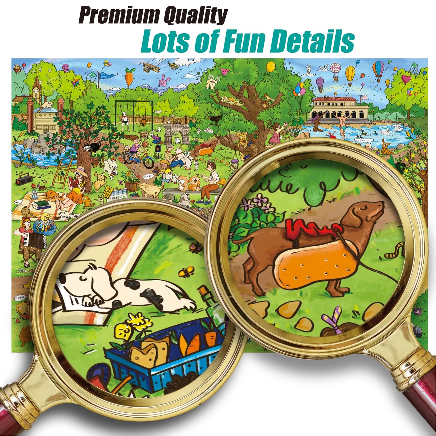 Antelope 2 in 1 1000 Piece Puzzle Bundle - Dog Park & Drive-in Movie, Cardboard Jigsaw Puzzles