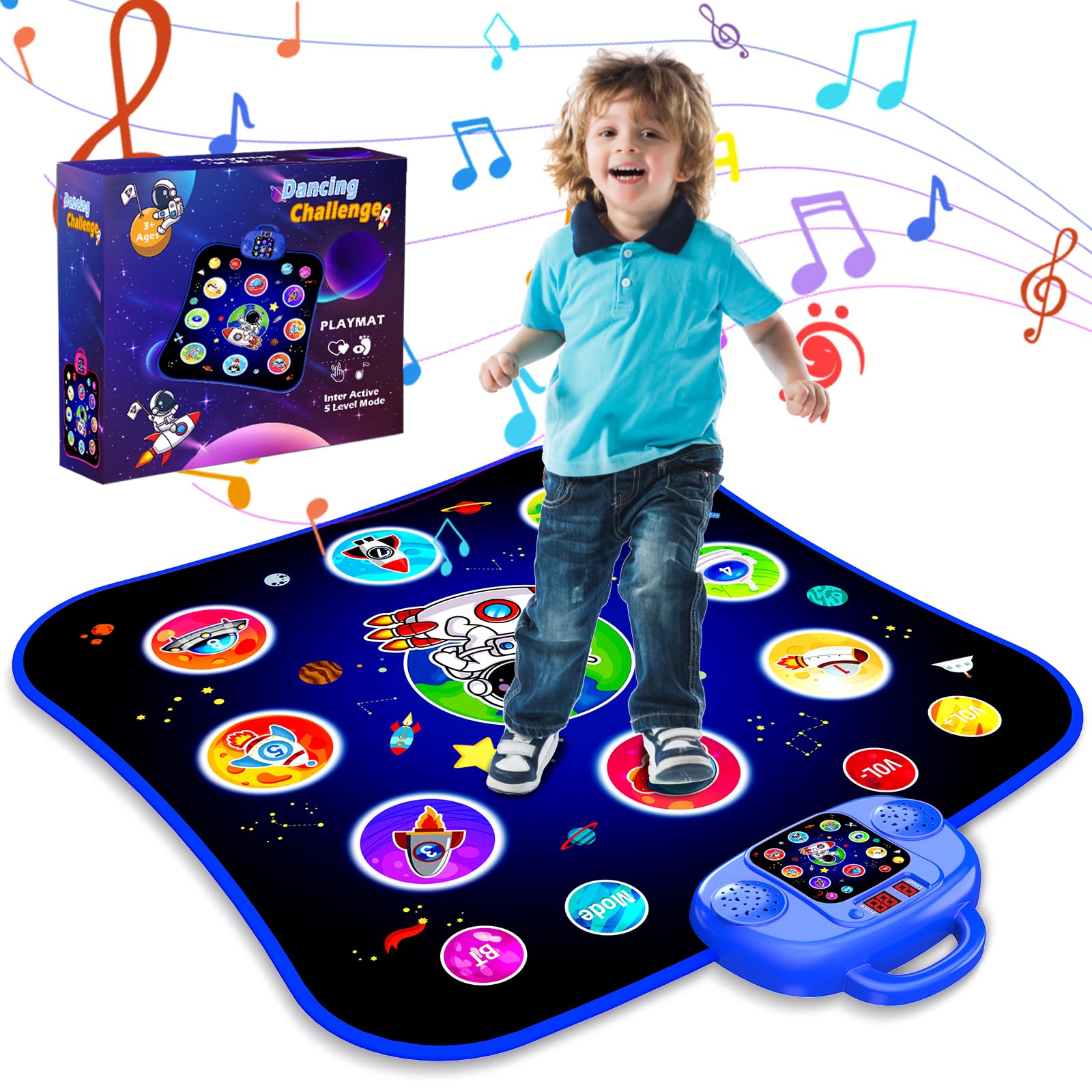 Omozombb Dance Mat Toys Girl Gifts Ages 8-12 Boy Birthday Game For Kids Toys Space Dance Mats Game Gift Xmas Toy Light Up Dance