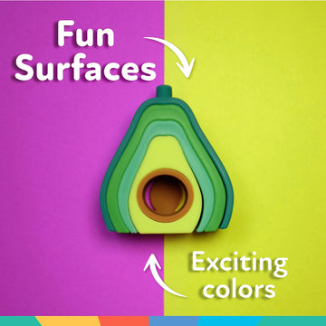 Nuby Soft Silicone Stackable Avocado Interactive Toy For Early Development, Creativity, 12+ Months