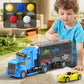NIPLOOOW Racing Trucks Toy Set with Play Mat, Carrier Truck Play Vehicles Set for 3 4 5 6 Years Old Boys Kids, Die-Cast Car Toy