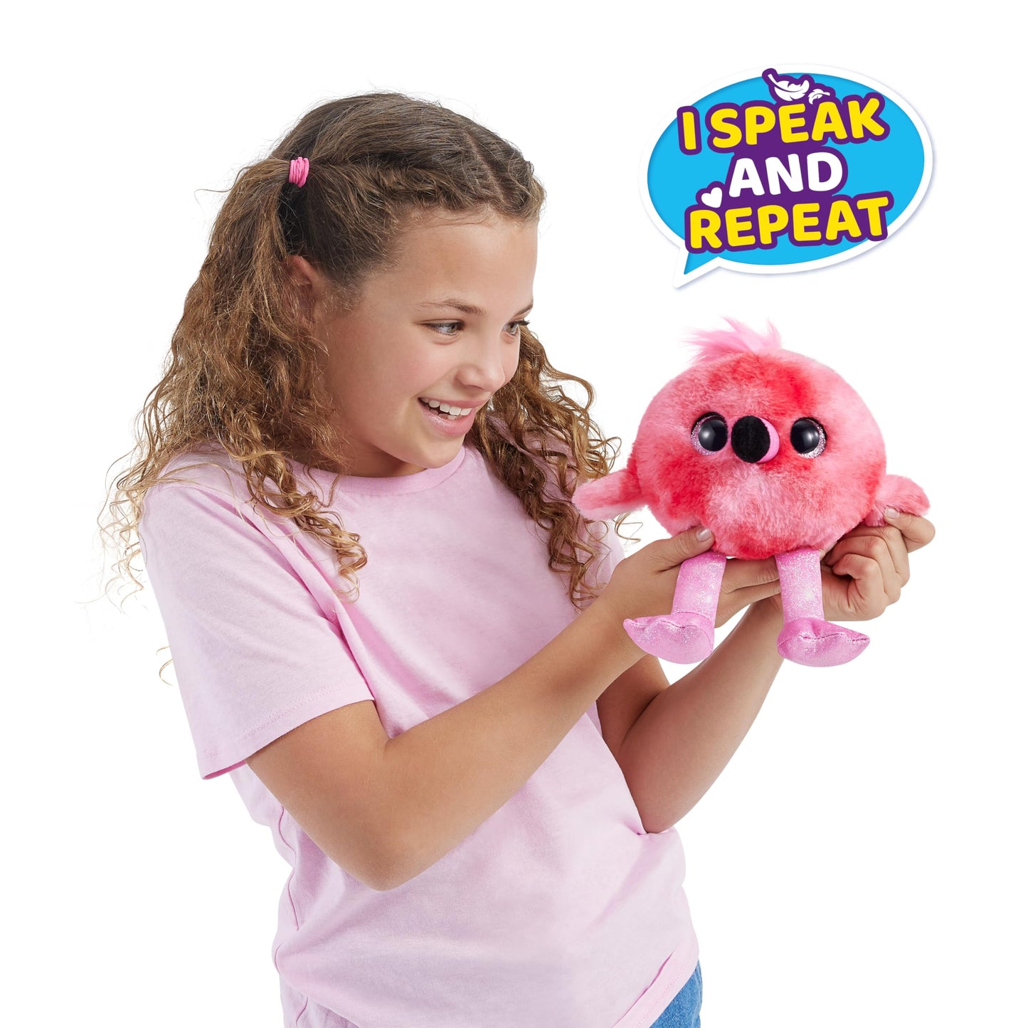 Pets Alive Chirpy Birds Electronic Pet - Flamingo Color, Model 9537A, Includes Stickers, Comb, Fluffy Clay, Plush Toy for Girls
