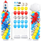 Kasyat 2 Sets Cartoon Story Party Balloon Column Stand Kit with Rocket Cloud Star Foil Cow Print Sky Blue Cloud Balloons Colorfu
