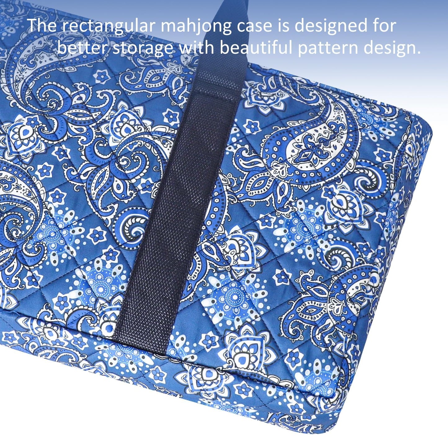 GUSTARIA Mahjong Bag - Soft Cloth Case with Two Wrappers, Blue Printed Design