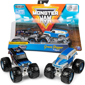 Monster Jam Grave Digger vs Son-Uva Digger Monster Truck Duo Pack- True Metal 1:64 Scale Die-Cast with Original Grave Digger Pai