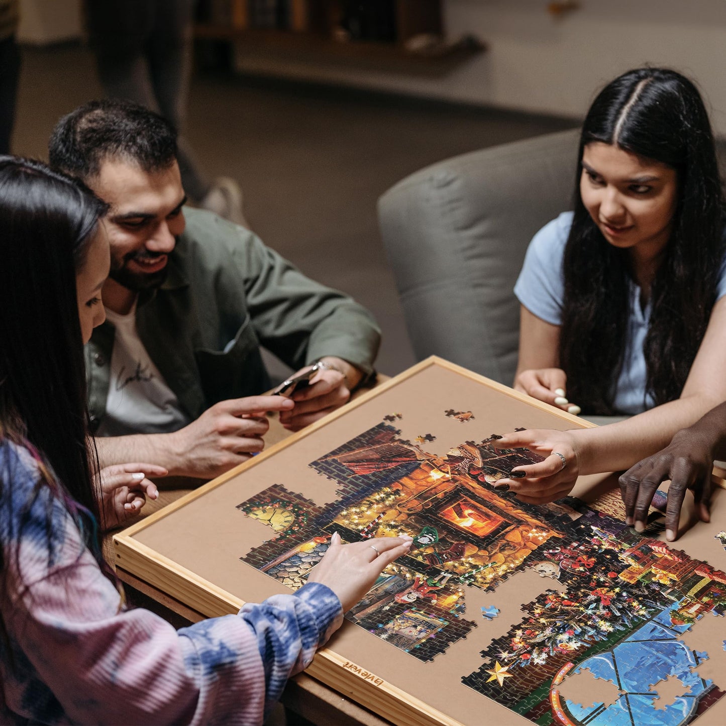 Lavievert 1500 Piece Tilting Jigsaw Puzzle Board With Wooden Cover, Adjustable Puzzle Board With Built-In Easel/Stand, Portable Puzzle Table With Non-Slip Flannel Tabletop For Adults & Kids
