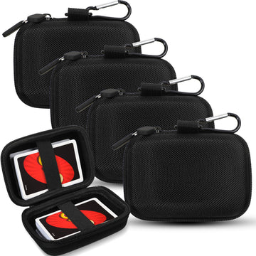 Sanwuta 4 Pcs Playing Card Case Hard EVA Travel Carrying Case for Classic Game Playing Card Box, 5 x 3.6 x 2.2 Inches (Not Inclu