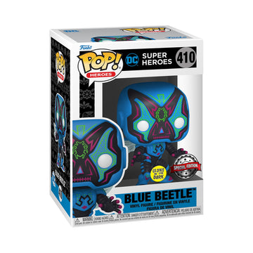 Funko Pop Heroes #410 - Dc Super Heroes - Blue Beetle (Day Of The Dead - Glows In The Dark Chase) (Gamestop Exclusive)