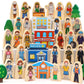 Atoylink 36Pcs Wooden Community Helpers Pretend Play Toys For Kids 3 4 5 6 Year Old, Little People Figures Wooden Blocks Occupations Dress Up Toddlers Preschool Learning Toys Boys Girls Birthday Gifts