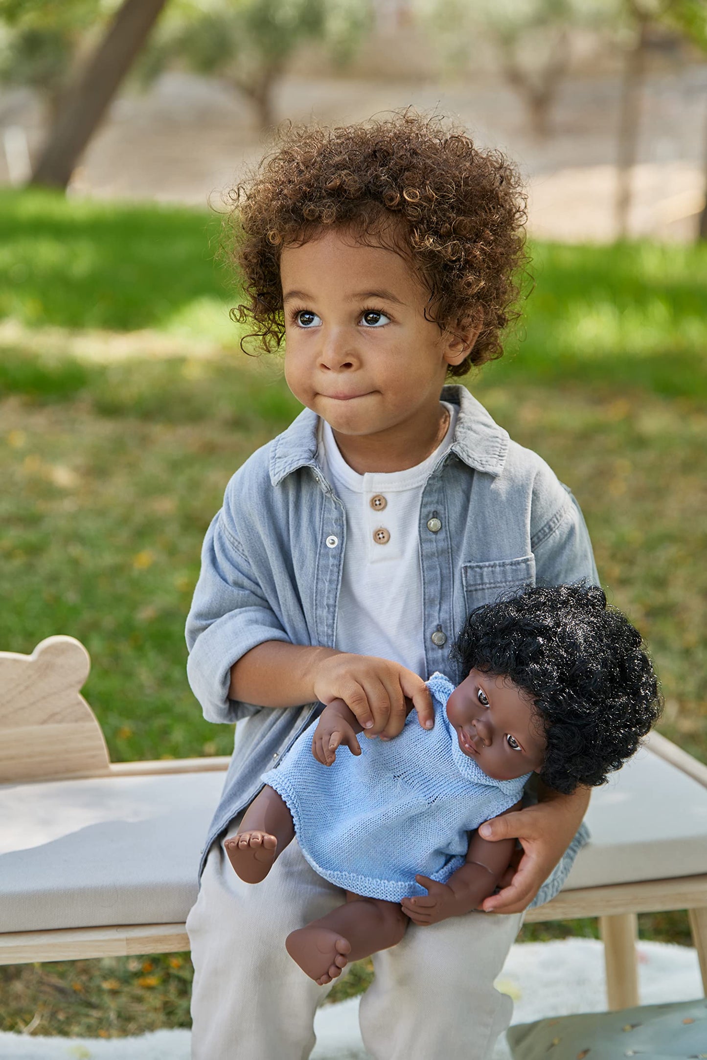 Miniland Clothes For Dolls 15'' Knitted Outfit Dress & Headband - Eco, Made In Spain, Quality, Role Play, Educational