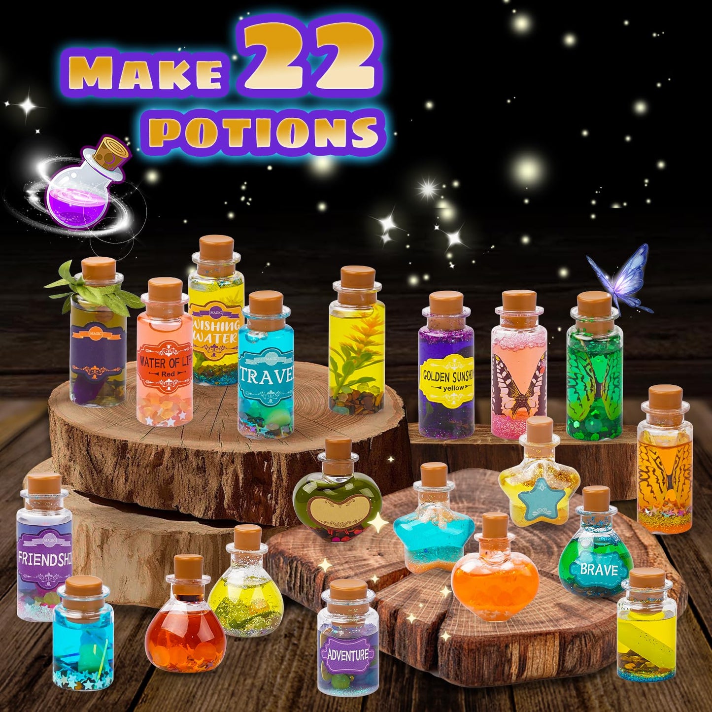 Jeekalo Fairy Potions Kit For Kids - Magic Kids Mix Potion Making Kit 22 Potion Bottles - Diy Creative Toy Art Craft Kit Christm