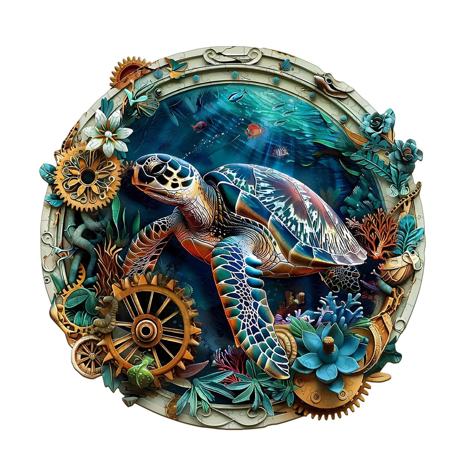 Wooden Puzzles For Adults, Embossed Sea Turtle Puzzle For Adults, Unique Shaped Wooden Jigsaw Puzzles, Wood Puzzles Adult, For A