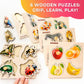 Quokka Wooden Puzzles For Toddlers 1-3 – 6 Pegged Puzzles For Kids Ages 2-4 – Animal And Fruits Learning Toy For Kids – Gift Realistic Educational Game For Boy And Girl