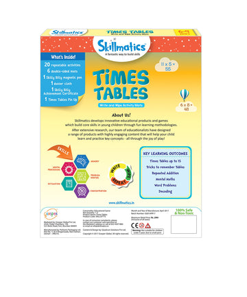 Skillmatics Educational Game: Times Tables | Reusable Activity Mats With Dry Erase Marker | Gifts, Travel Toy & Learning Tools For Ages 6-9