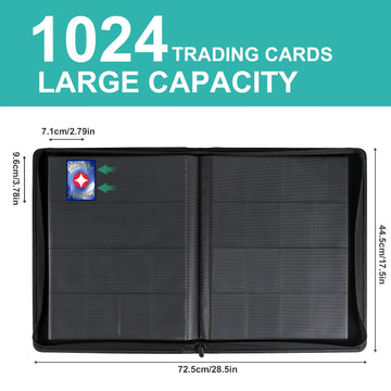 GEAoffice enhanced 1000 Trading Card Binder  Large Side Loading 16 Pocket Card Collection Binder Album Folder for MTG  TCG & Sports  Turquoise