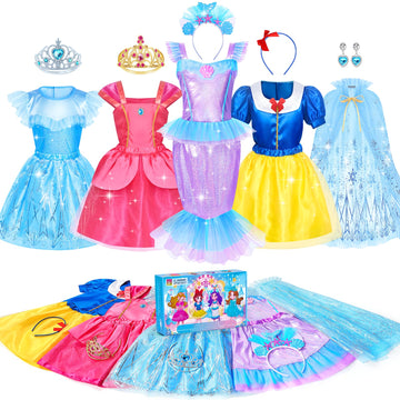 Jeowoqao Princess Dress Up Princess Dress For Girls, Dress Up Clothes Little Girl Princess Pretent Play Costume Christmas Birthday Gift For Toddler Girls Age 3 4 5 6 Years