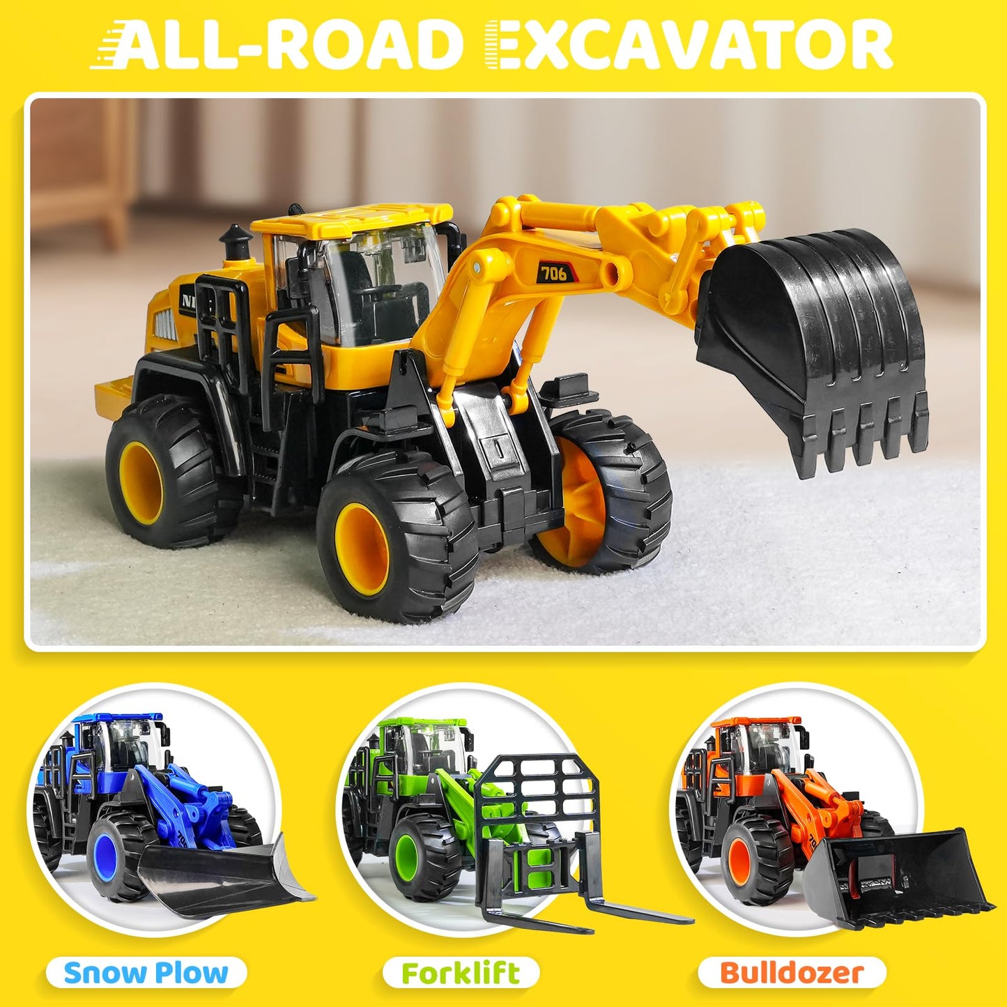 Beestech Construction Truck Toys for 3 4 5 6 7 8 Years Old Boys, Friction Powered Truck Vehicles Sand Sandbox Beach Toys, Kids B