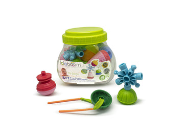 Lalaboom Bucket Set - 19 Piece Educational Baby Toddler Beads And Accessories – Educational Montessori Shape And Color Stem Construction Toy 10 Months To 3 Years - Bl210, Multicolor