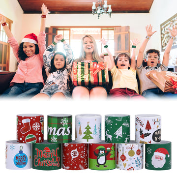 TAOVEN 48PCS Christmas Slap Bracelets, Xmas Slap for Christmas Party Favor Decoration (green,white,red)