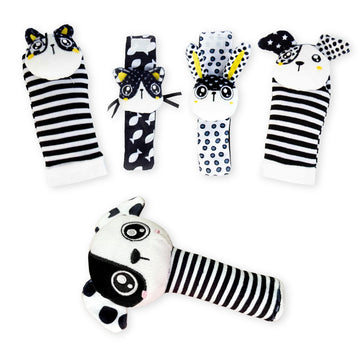 Baby K Rattle Socks & Wrist Rattles And Hand Rattle (Set G+ Dog A) - Newborn Toys For Baby Boy Or Girl - Brain Development Infant Toys - Hand And Foot Rattles Suitable For 0-3, 3-6, 6-12 Months Babies