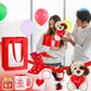Syhood 8 Pcs Valentine Bear Dog Plush Stuffed Animals Gift Set Love Dog Stuffed Animal Roses Bouquet Coffee Mug Heart Crew Socks