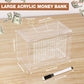 Kkluno 10000 Savings Challenge Box - Clear Wooden Cash Vault Piggy Bank with Coin Counter for Adults & Kids, Caja De Ahorros 10000