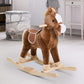 Qaba Kids Plush Toy Rocking Horse Ride On With Realistic Sounds - Brown