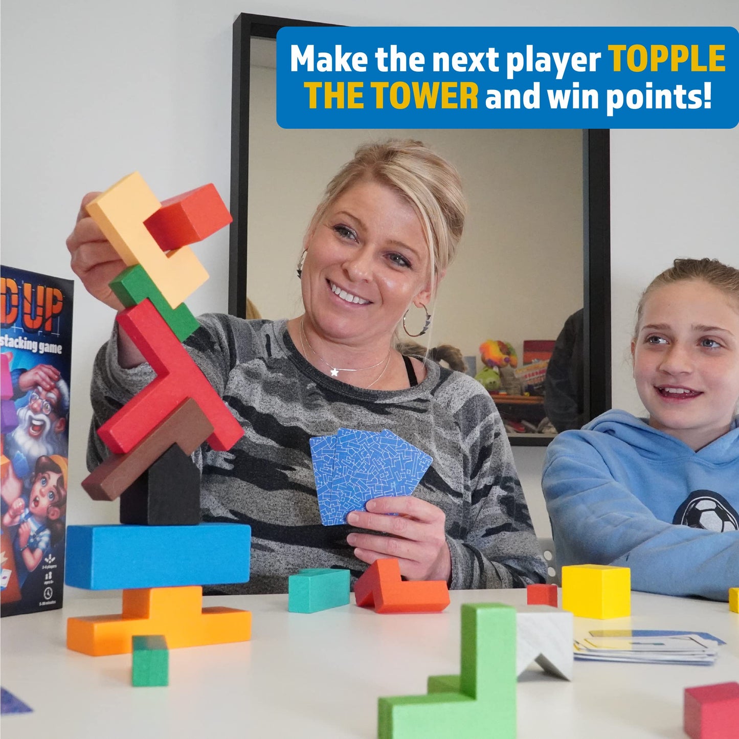 Continuum Games Build Up: The Classic Block Stacking Game 20 Block Tumbling Tower Balancing Game 2-6 Players Ages 8 And Up