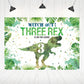 Hilioens Dinosaur Birthday Backdrop, 5'×3' Green Polyester Banner, 3rd Birthday Party Decorations, Model BK-068-WE