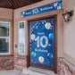 Happy 10Th Birthday Door Cover Porch Banner Sign Set - 10 Years Old Birthday Decoraions Party Supplies For Men - Blue