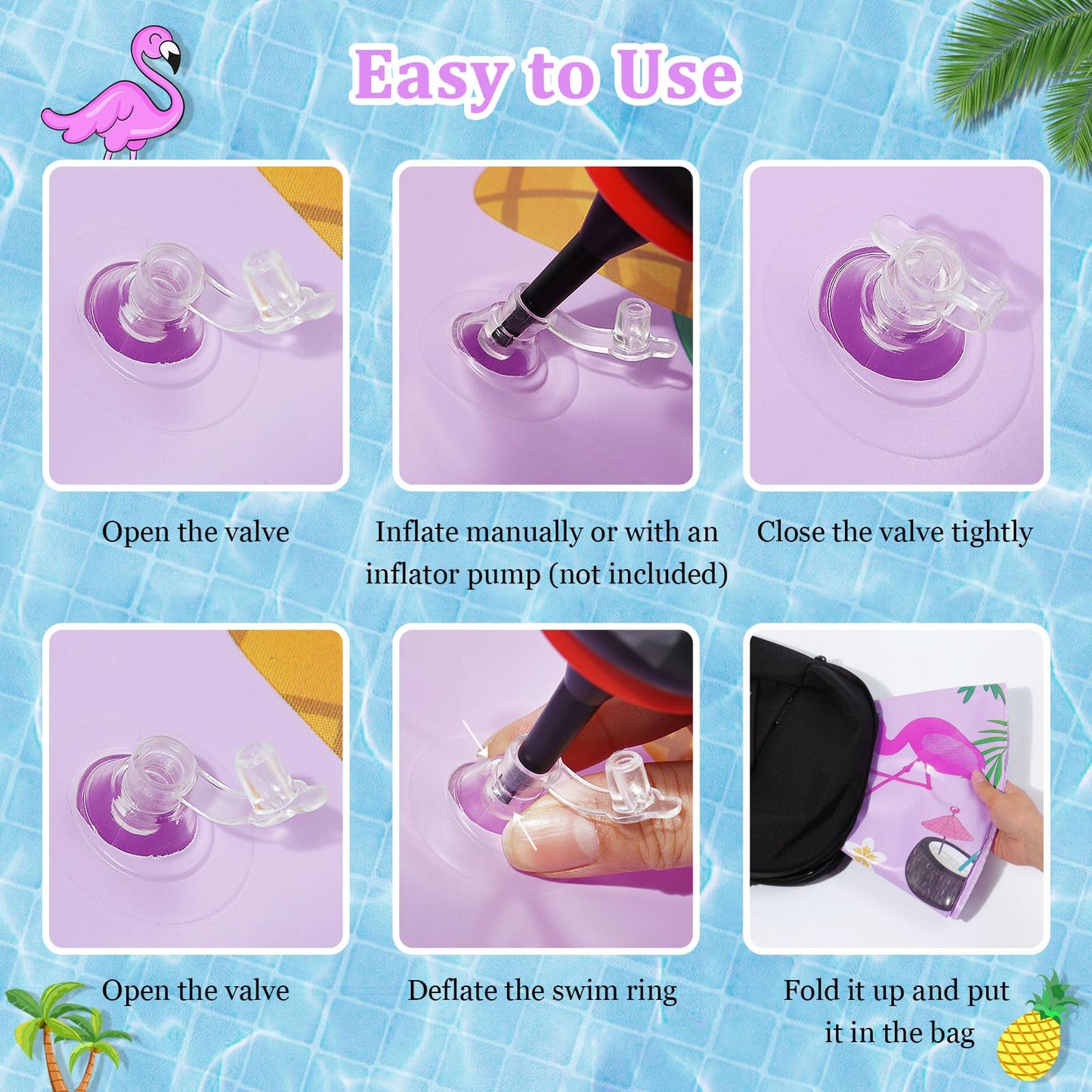 MoKo Pool Inflatables, PVC Swim Ring, Pink Flamingo Pool Float for Kids, Pool Toys for Beach, Party Decorations, Swimming Pool,