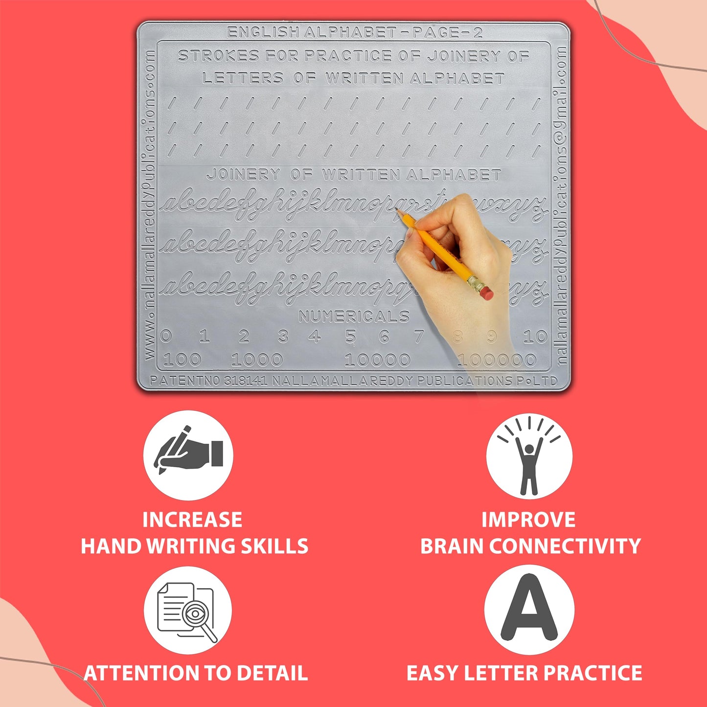 AKSHARABHYAS English Alphabet Slate With All Letters In Groves For 3+ Children To Read & Trace With Pencil For Strong Foundation