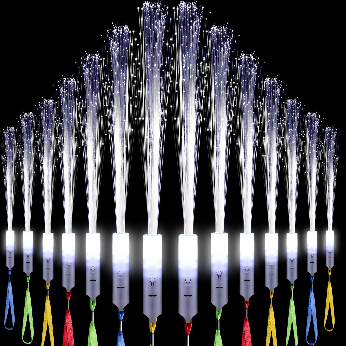 White Fiber Optic Wands Glow Sticks Led Light Up Wedding Wand With 3 Light Modes Long Flashing Sparklers For Birthday Wedding Bridal Shower Glow In The Dark Party Favors Supplies (48 Pieces)