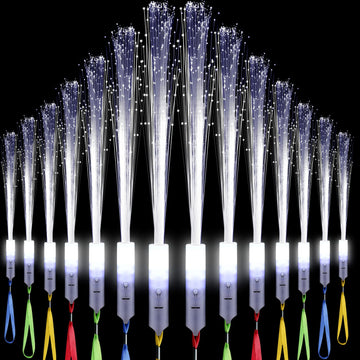 White Fiber Optic Wands Glow Sticks Led Light Up Wedding Wand With 3 Light Modes Long Flashing Sparklers For Birthday Wedding Bridal Shower Glow In The Dark Party Favors Supplies (48 Pieces)