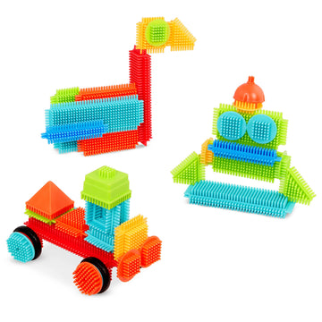 Battat- Bristle Blocks- Stem Interlocking Building Blocks- 50 Pc Playset- Developmental Toys For Toddlers & Kids- Basic Builder Bucket- 2 Years +