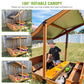 GUTINNEEN Sandbox with Lid and Cover for Kids Outdoor Sand Box with 3 Toy Bins, 2 Foldable Bench Seats, Adjustable Canopy and Sa