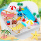 Minatee 25 Pcs Beach Miniature Dollhouse Decoration, Umbrella Palm Chair Miniature Toys Garden Decorations Dollhouse Outdoor Acc