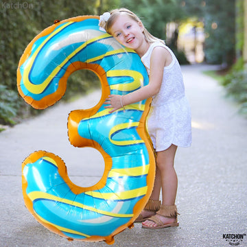Katchon, Huge Donut Number 3 Balloon - 40 Inch | Number 3 Donut Balloon | Donut Birthday Party Decorations | Donut Number Balloons | Donut Party Decorations | Donut 3 Balloons For Birthday Decorations