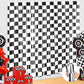 WovWeave 2 Pack Race Car Checkered Streamers Backdrops Birthday Party Decorations Black and White Checkered Foil Fringe Curtains