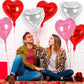 12 Pcs Red Pink And Silver Heart Balloons,18 Inch Heart Foil Balloons Love Balloons Valentine Balloons For Birthday Party Weddin
