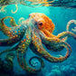 Cross & Glory 1000 Piece Jigsaw Puzzle - Deep Blue Octopus Odyssey, Large Size, Durable 1.8mm Cardboard, Unique Marine Artwork